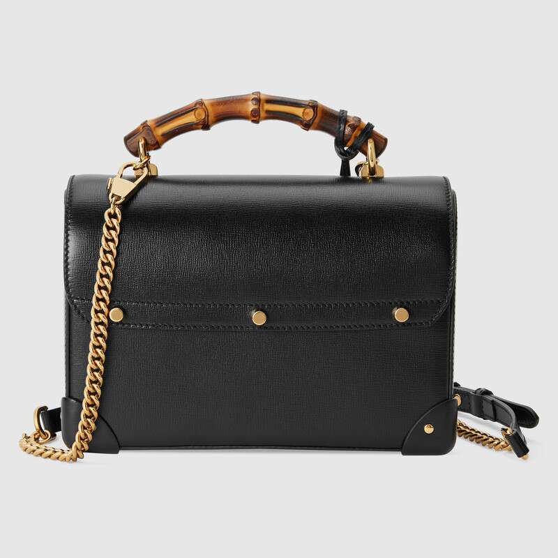 Gucci Padlock Leather Small Bamboo Shoulder Bag ?603221 Black